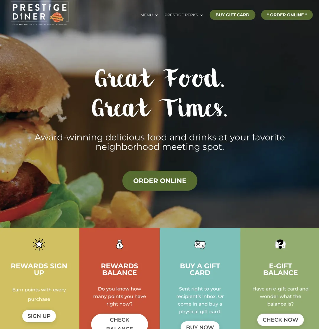 Presteige Diner best diner logo and web design